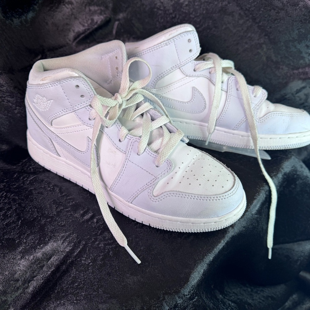 Nike- White & Pale Blue High-Top Basketball Sneakers - gently used